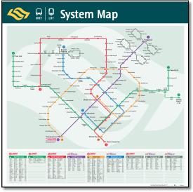 Singapore MRT & LRT train / rail map